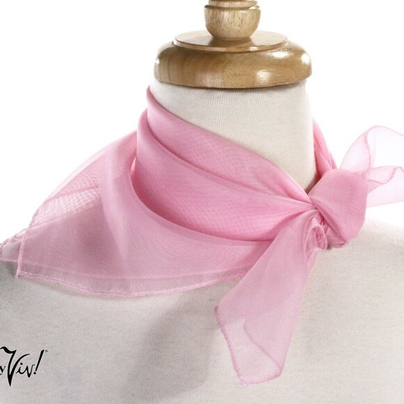 Light Pink Sheer Chiffon Scarf 50s Style for Head Neck  21" Square - Hey Viv - Picture 4 of 7
